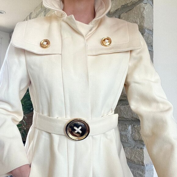 Lily Simon Montreal Vintage Cream Double-Breasted Coat Size S - M Excellent - Picture 4 of 16